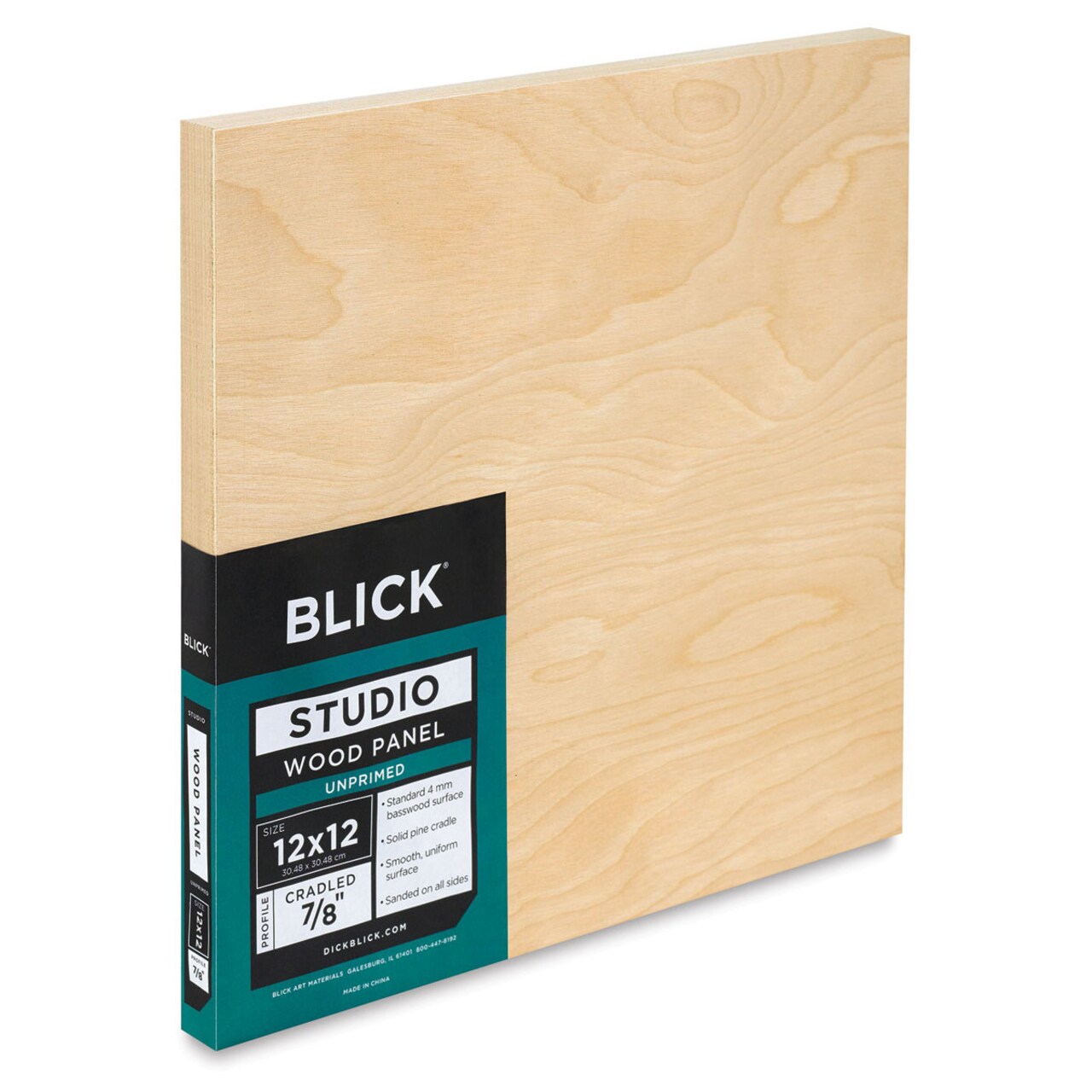 Blick Studio Artists' Wood Panel - Flat Cradle, 12" x 12", 7/8" Cradle